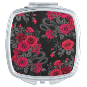 Hidden in the roses compact mirror