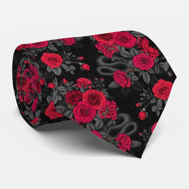 Hidden in the roses neck tie (Rolled)