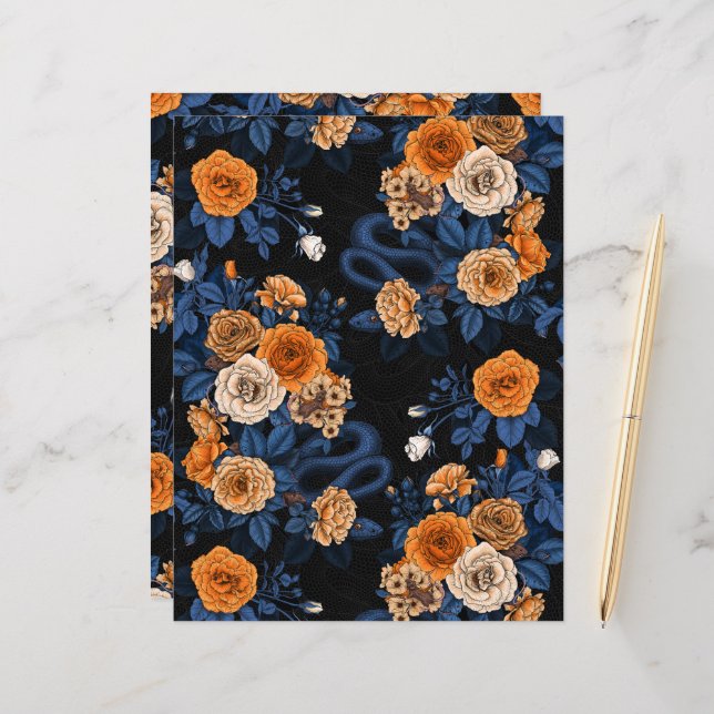 Hidden in the roses, orange and blue (Front/Back In Situ)