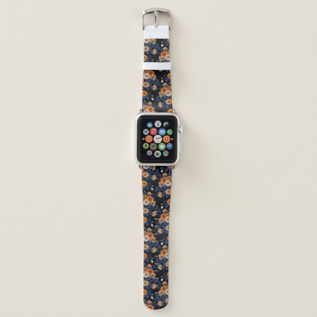 Hidden in the roses, orange and blue apple watch band (Front)