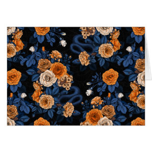 Hidden in the roses, orange and blue cards