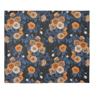 Hidden in the roses, orange and blue duvet cover