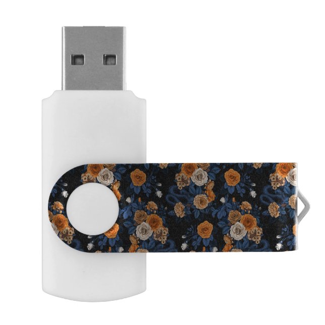 Hidden in the roses, orange and blue flash drive (Opened)