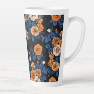 Hidden in the roses, orange and blue latte mug