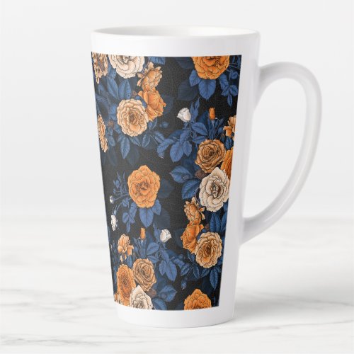Hidden in the roses orange and blue latte mug