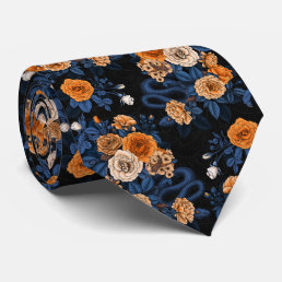 Hidden in the roses, orange and blue neck tie