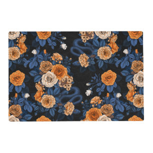 Hidden in the roses, orange and blue placemat
