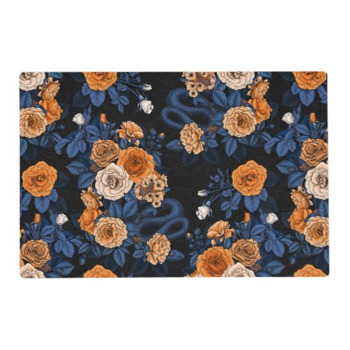Hidden in the roses orange and blue placemat