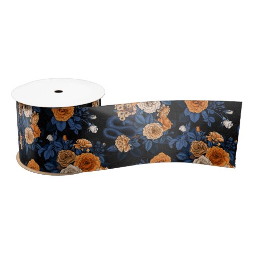 Hidden in the roses orange and blue satin ribbon
