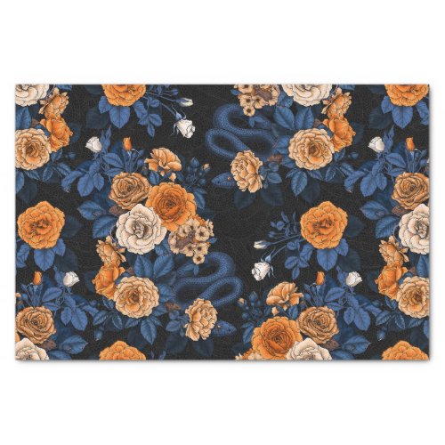 Hidden in the roses orange and blue tissue paper