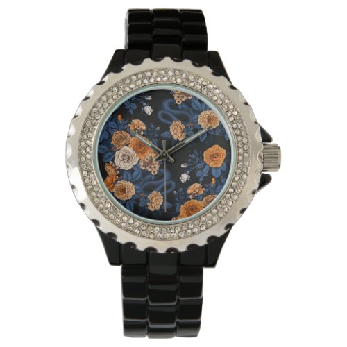 Hidden in the roses orange and blue watch