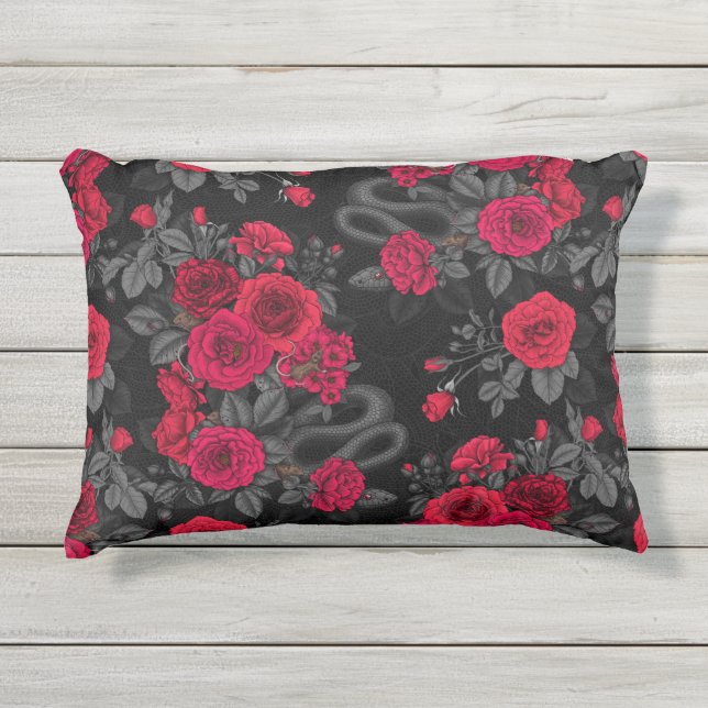 Hidden in the roses outdoor pillow (Front)