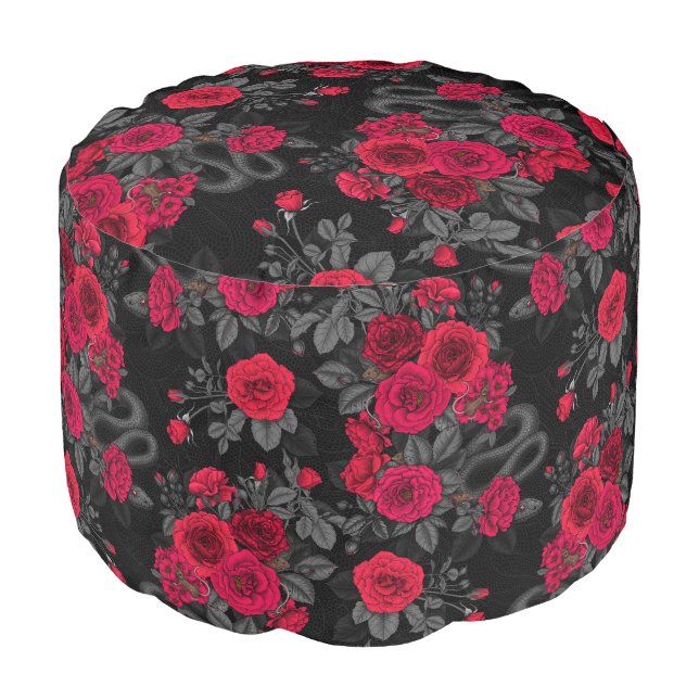 Hidden in the roses pouf (Angled Front)
