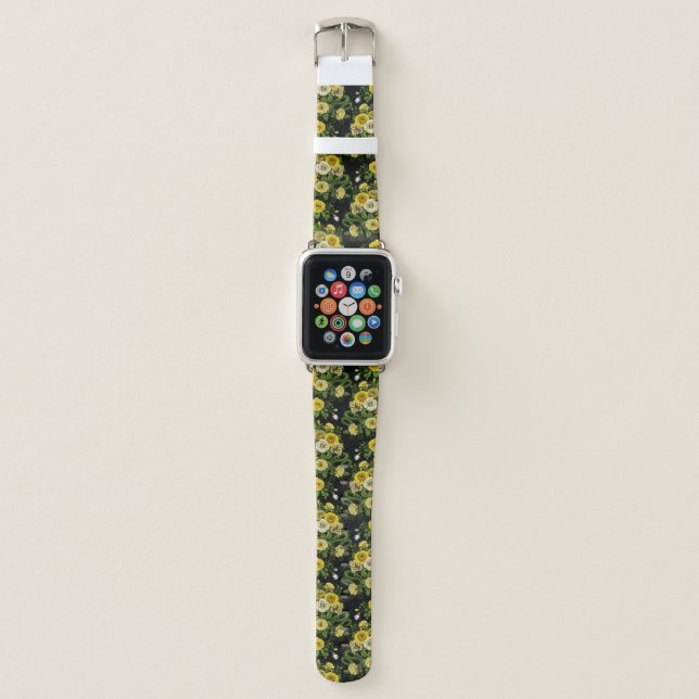 Hidden in the roses, yellow and green apple watch band (Front)