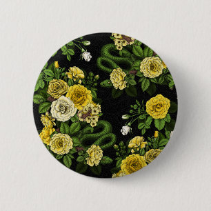 Hidden in the roses,yellow and green button