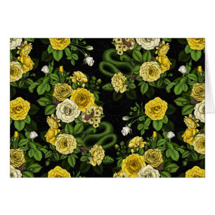 Hidden in the roses, yellow  and green cards