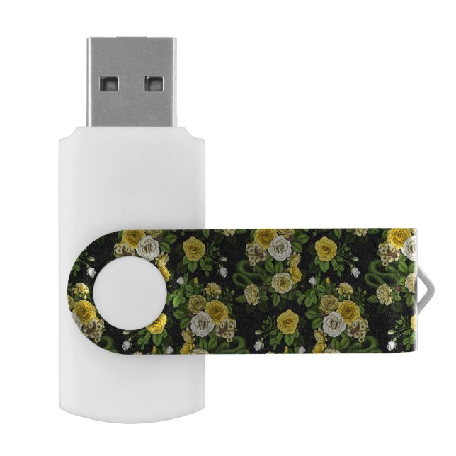 Hidden in the roses, yellow  and green flash drive (Opened)