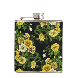 Hidden in the roses,yellow and green flask