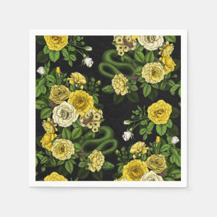Hidden in the roses,yellow and green napkins