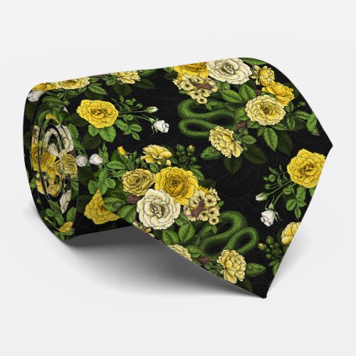 Hidden in the rosesyellow and green neck tie