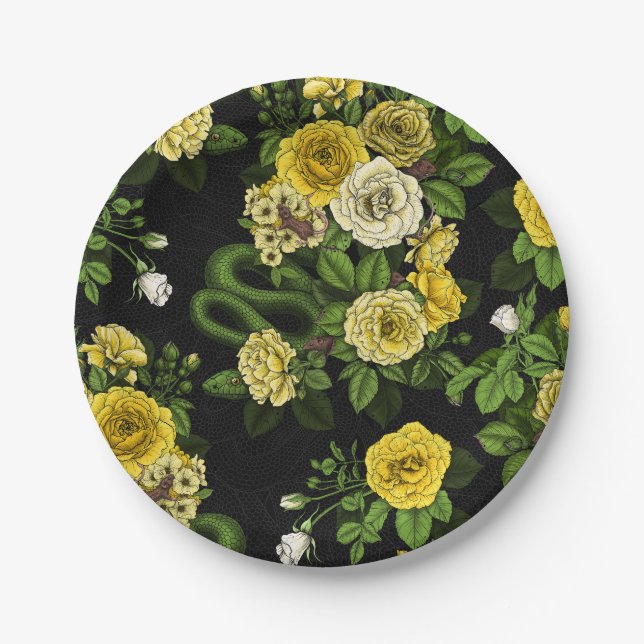 Hidden in the roses,yellow and green paper plates (Front)
