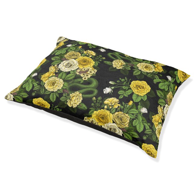 Hidden in the roses,yellow and green pet bed (Angled)