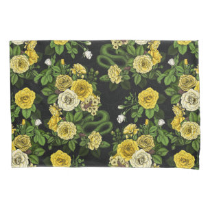 Hidden in the roses, yellow and green pillow case