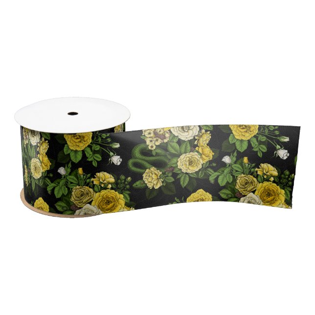 Hidden in the roses,yellow and green satin ribbon (Spool)