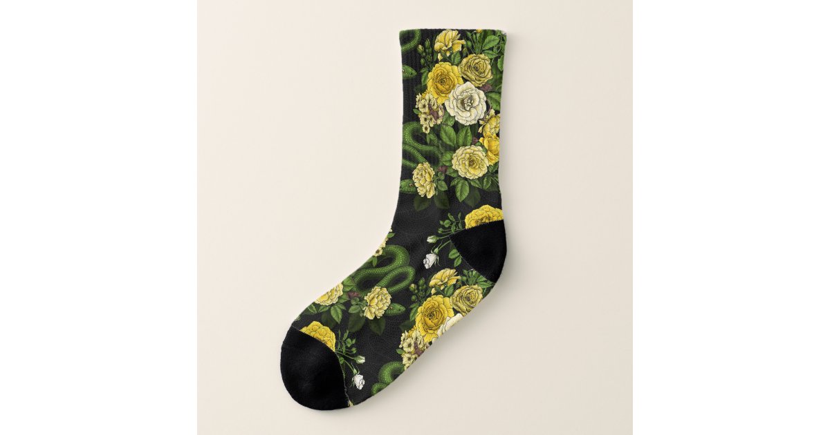 Hidden in the roses,yellow and green socks Zazzle