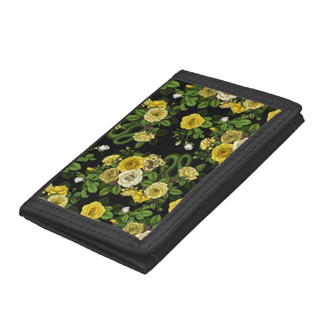 Hidden in the roses,yellow and green trifold wallet (Bottom)