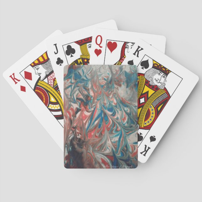Hidden Intrigue Swirling Abstract Painting Poster Poker Cards (Back)