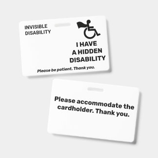 Hidden Invisible Disability Alert Card | Custom Ph Badge