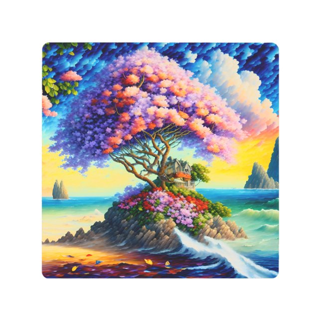 Hidden Island in the Ocean Metal Print (Front)