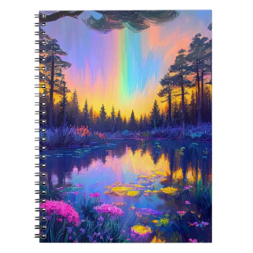 Hidden Lake Adorned with Colorful Flowers Notebook