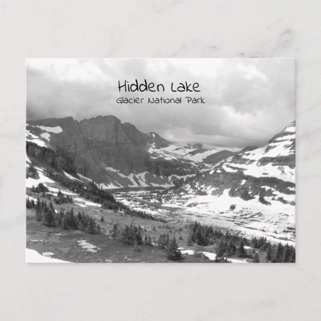 Hidden Lake Black and White Photo Postcard (Front)
