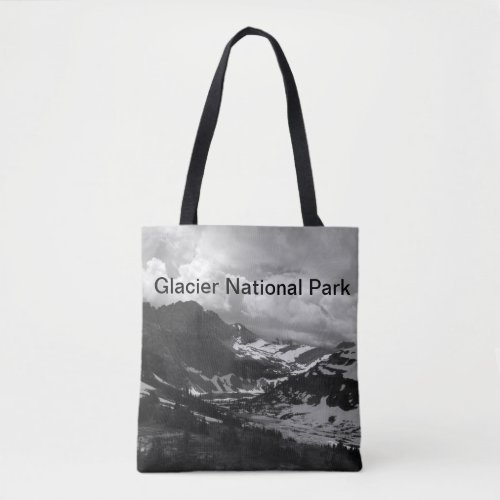 Hidden Lake Glacier Black and White Photo Tote Bag