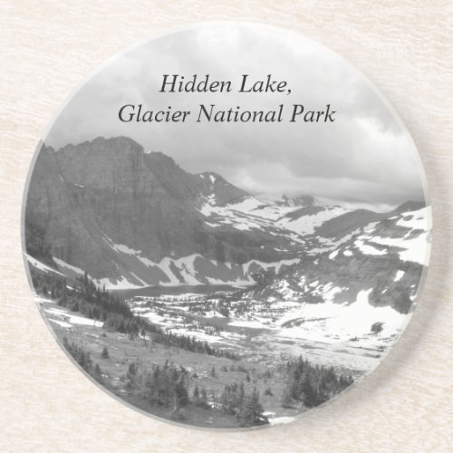 Hidden Lake in Glacier Black  White Photo Coaster