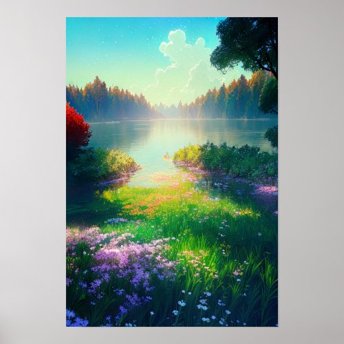 Hidden Lake in the Heart of the Forest Poster
