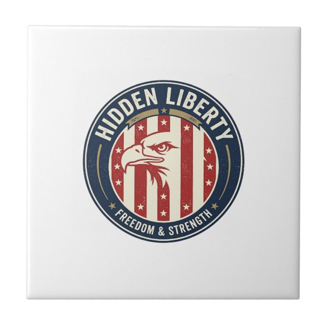 Hidden Liberty Patriotic Patriotic Optical Illusio Ceramic Tile (Front)
