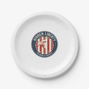 Hidden Liberty Patriotic Patriotic Optical Illusio Paper Plates