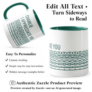 Hidden Message Pattern, Personalized Leaving, Grn Mug