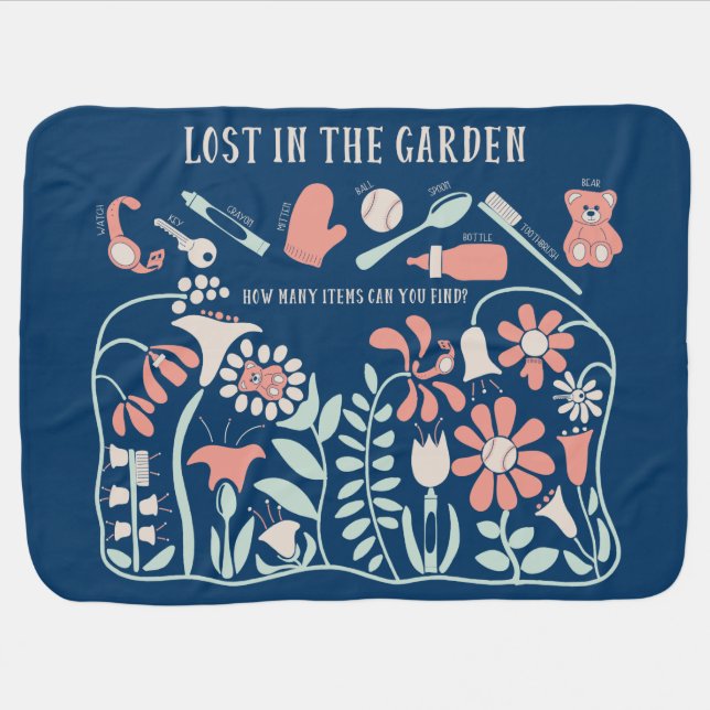 Hidden Picture Puzzle, Seek and Find Game Baby Blanket (Horizontal)