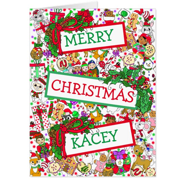 Hidden Pictures Search Children's Large Christmas Card (Front)
