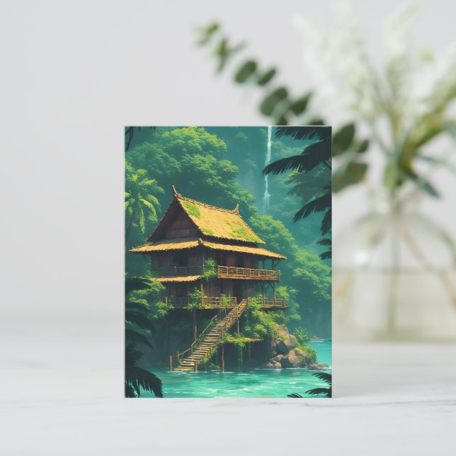 Hidden Rumah in the Rainforest Postcard (Standing Front)