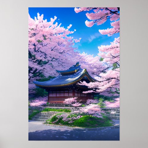 Hidden Sanctuary Cherry Blossom Shrine Poster