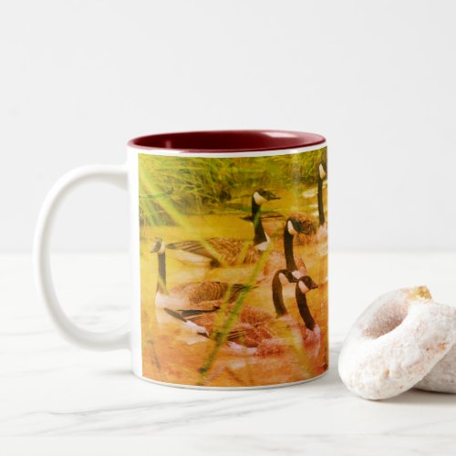 Hidden Serenity Canada Geese Art Personalized   Two_Tone Coffee Mug