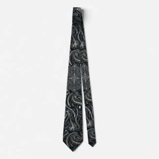 Hidden Skull & Spine Paisley | Silver Black Gothic Neck Tie