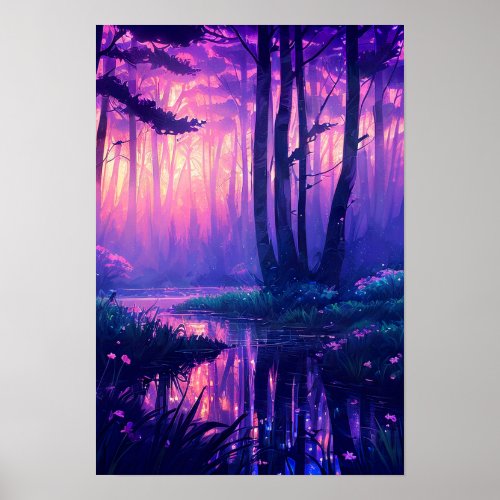 Hidden Swamps Purple Magic Poster