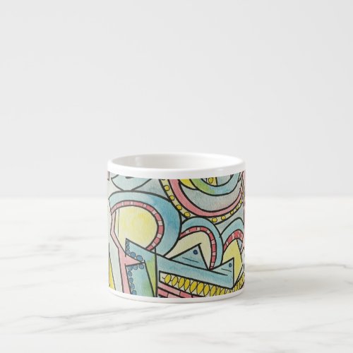 Hidden Treasure_Modern Bauhaus Geometric Art Espresso Cup