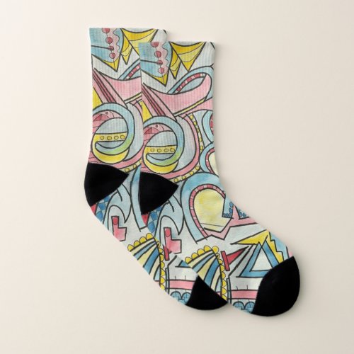 Hidden Treasure_Modern Bauhaus Geometric Art Socks